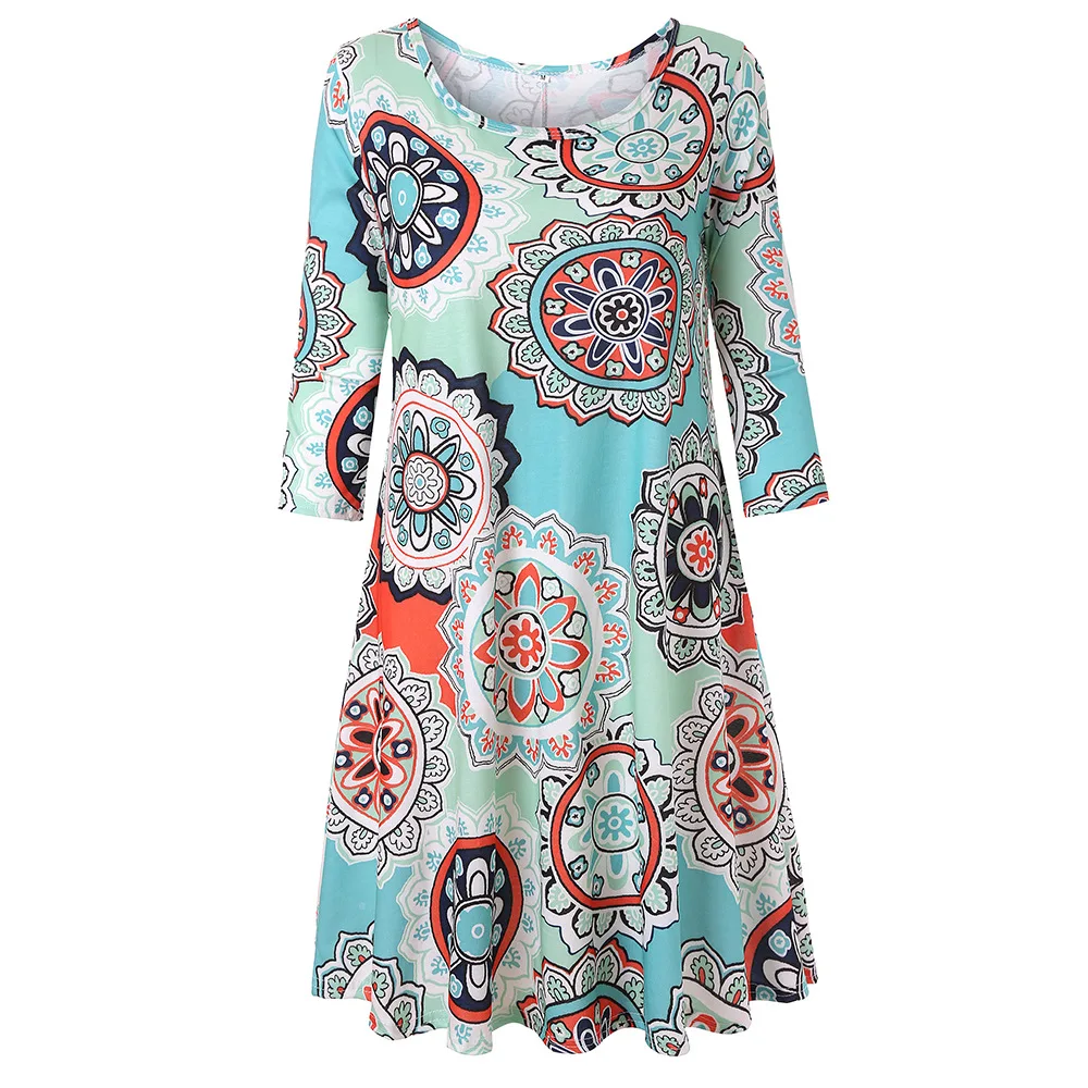 

Simple Elegant Printing Flower Ukrainian Tunic Dress