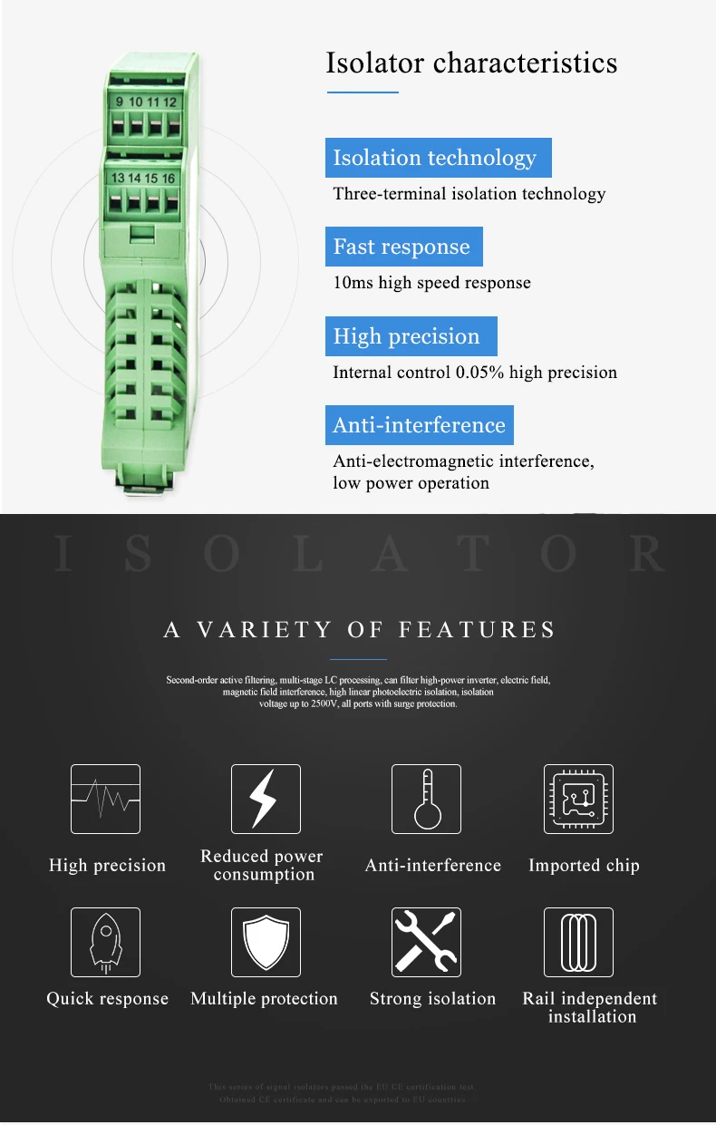 Rtd Signal Pt100/cu50/pt1000 Input Converter Signal Isolator