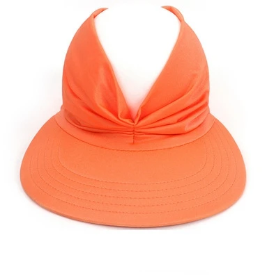

DDA2432 Summer Women Adult Large Big Brim Hat Beach Empty Top Sun Visor Hats UV Protection Ponytail Elastic Hollow Caps
