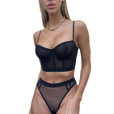 

2021 Sexy Thin Underwear Set Women Sexy Baby doll Lace Hollow Out Push Up Lingerie Bra Set Erotic Mesh Sexy Underwear Lingerie, Picture color
