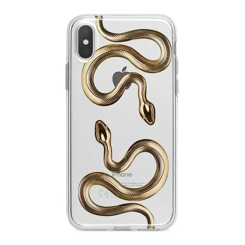 

Snake Cartoon Pattern Soft Matte Black TPU pc clear phone Case For Phones X Xs Max Xr 6s 7 8 Plus Mobile Phone Cover