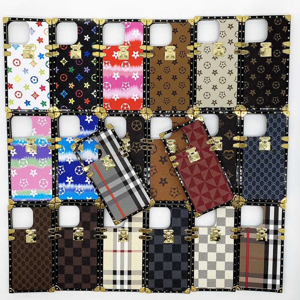

Luxury Designer Brand Phone Logo Girl Square Fur Mobile Cover Case Leather Cases for iphone 13 12 11 xs xr pro max case