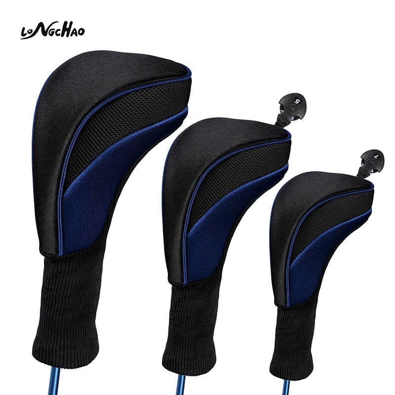 

Factory Direct Customized Logo Black Blue High Quality Golf Club Cover Head Cover 135 Driver Protective Cover