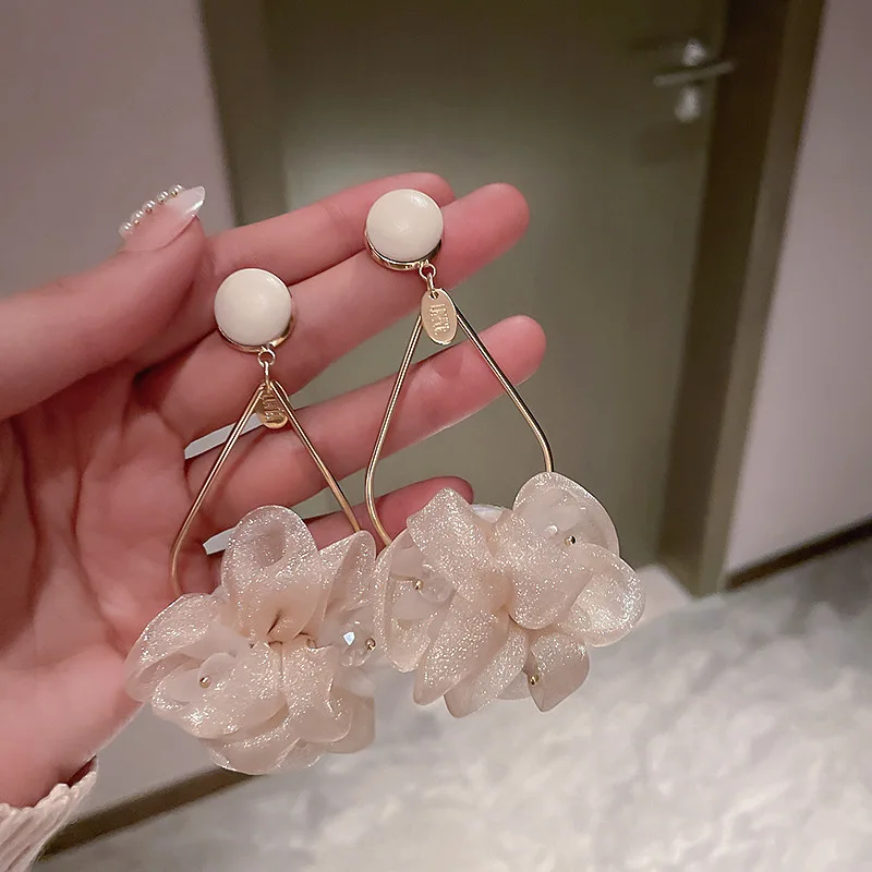 

fashion trendy fabric flower drop april 2021 earring