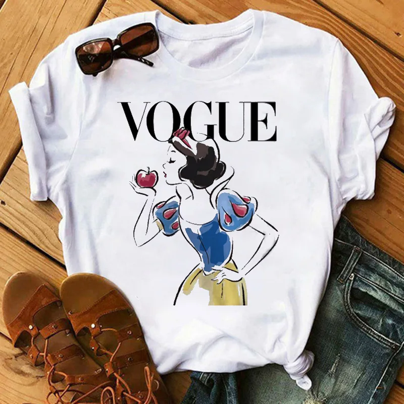 

Vintage Short Sleeve T shirts women Princess Cartoon Print T-Shirt Summer Cute Print Graphic Tees Tops clothing women t-shirt, Customized