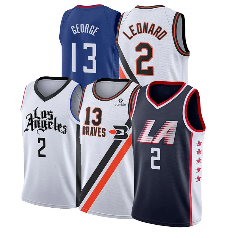 2020 new 2 Kawhi Leonard Jersey 13 Paul George Embroidery Logos City Edition Basketball Jersey