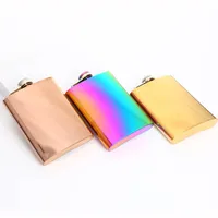 

H176 8oz Outdoor Adult Multi Colour Plating Metal Alcohol Wine Bottle With Leakproof Lid Portable Stainless Steel Hip Flask