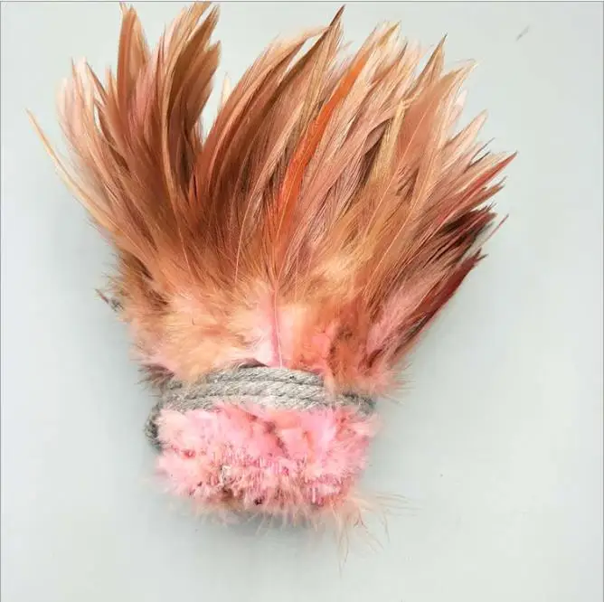 
5-6' Rooster Saddle Feathers strung 