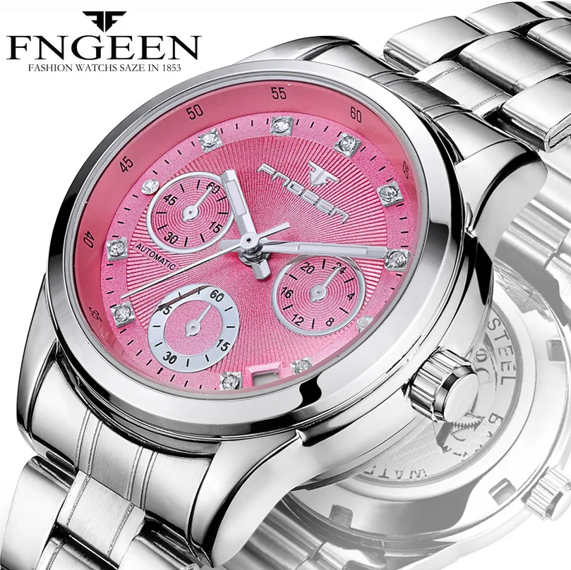 

FNGEEN 3579 Watch Fashion Luxury Brand Ladies Watches Women Automatic Mechanical Lady Watch Waterproof Luminous Wristwatch, 3-colors