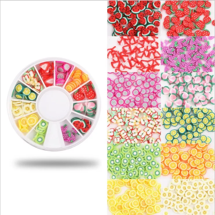 

120Pcs Mixed Polymer Clay Fruit Slices Fruit Slices 3D Nail Art Polymer Clay Fruit Slime Fillers Gift For Kids, Colorful