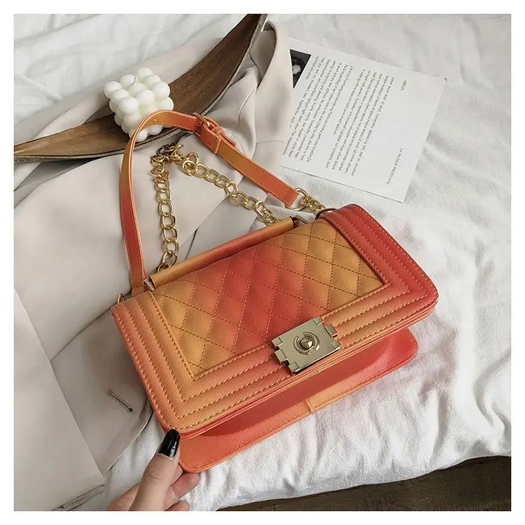 

Hot Sale Portable Diamond Chain Small Bag ins Gradient Retro Denim Handbags kid Purses And Handbags Little Girls, Blue, orange, pink, gray