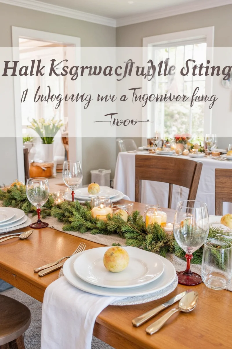 Family-style Thanksgiving table with candles, gourds, and kids’ placemats