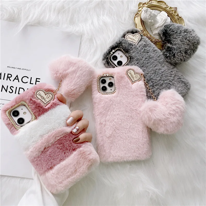 

Luxury Brand Plush Love Soft Rubber Phone Case For iPhone 12 Pro Max 7/8 plus Case