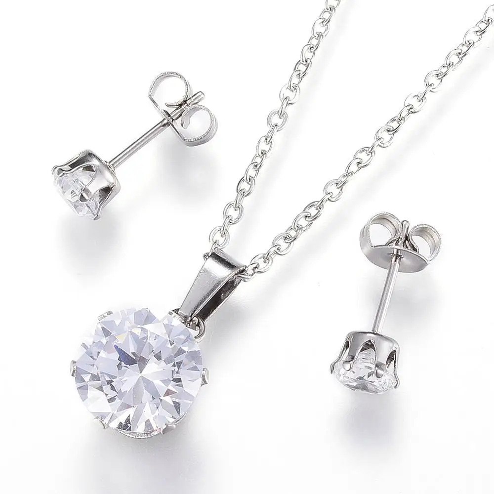 

Pandahall Wedding Bridal Stainless Steel Cubic Zirconia Jewelry Sets