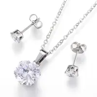 

PandaHall Fashion Pendant Necklaces and Stud Earrings 304 Stainless Steel Jewelry Sets