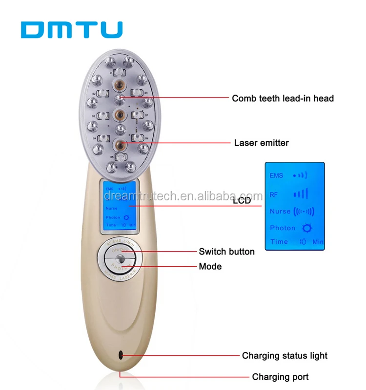 

Professional Anti Loss Massager Hair Regrowth Laser Hair Growth Comb, Gold,white(customized as you request)