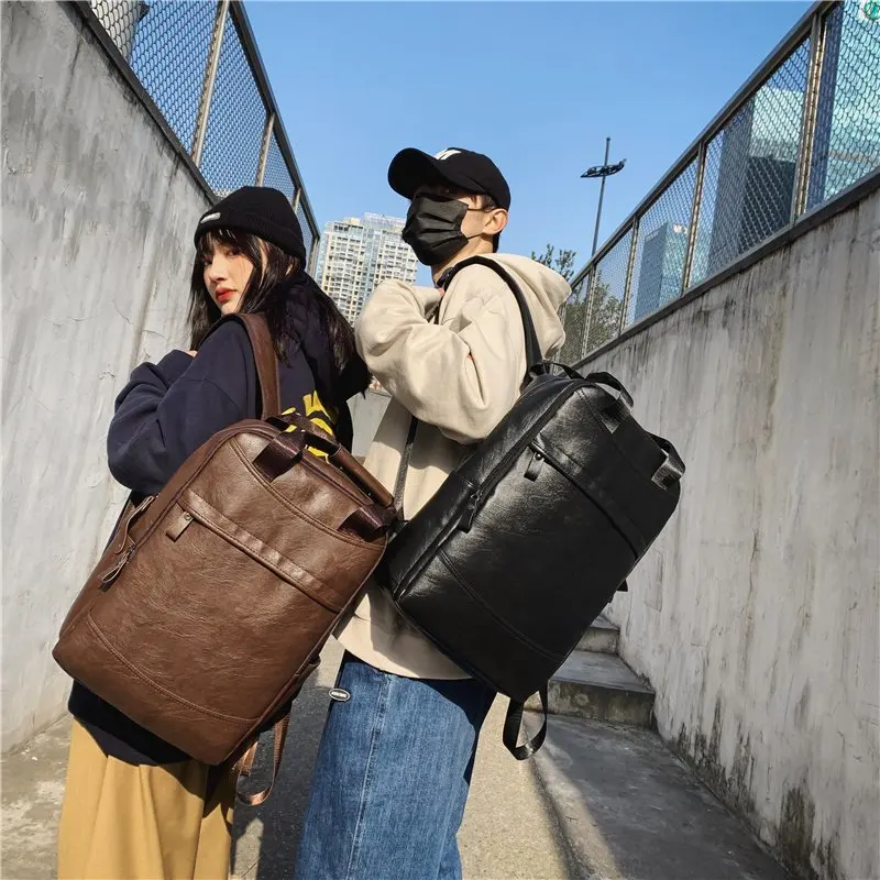 

Best Quality Men PU Travel Mini Leather Back pack Laptop Computer Backpack For Men Student Backpack, Black,brown,khaki