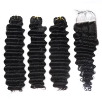 

Free Sample Weft Hair Bundles, kbl-Frontal Closure Hair Weave Human Hair, Deep Wave Peruvian Human Hair Bundles with Closure