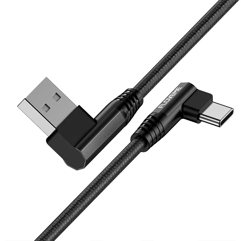 

DHL Free Shipping 1 Sample OK FLOVEME Custom Double 90 Degree Elbow USB C 3A Fast Charging Data Cable For Samsung Phone