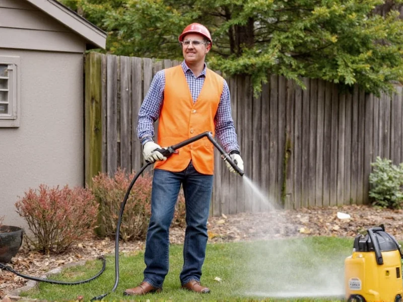 DIY power washer safety gear including goggles and reinforced gloves