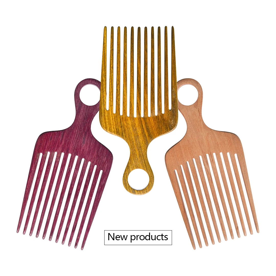 

Eco-friendly Sandalwood Wide Tooth Beard Custom Detangling Curly Hair Brush Afro Pick Comb
