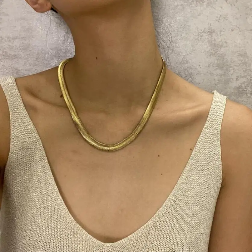 silver herringbone necklace silver snake chain necklace. Gold snake chain necklace Flat snake chain rose gold herringbone necklace