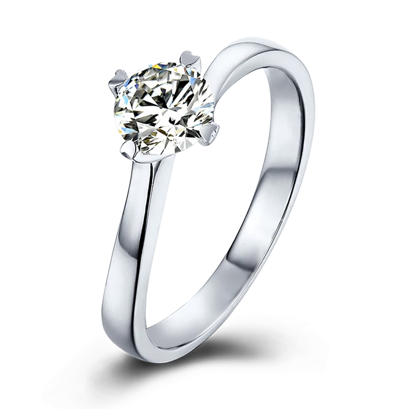 

Drop Shipping Moissanite Infinity Four-Claw Moissan Stone 0.50 Carat Silver Female Ring Wedding Custom Moissanite Ring, Rhodium