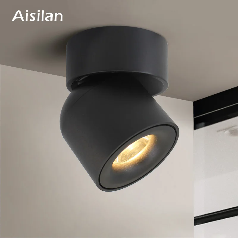 
Modern bedroom living room antiglare Ceiling spot led Black surface dimmable ceiling light adjustable cob led spotlights  (62048566057)
