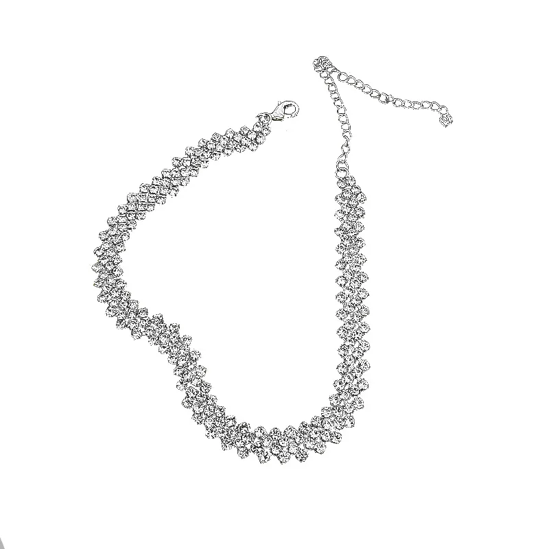 

High grade jewelry crystal full diamond personalized collarbone chain sparkling rhinestone crystal girl necklace