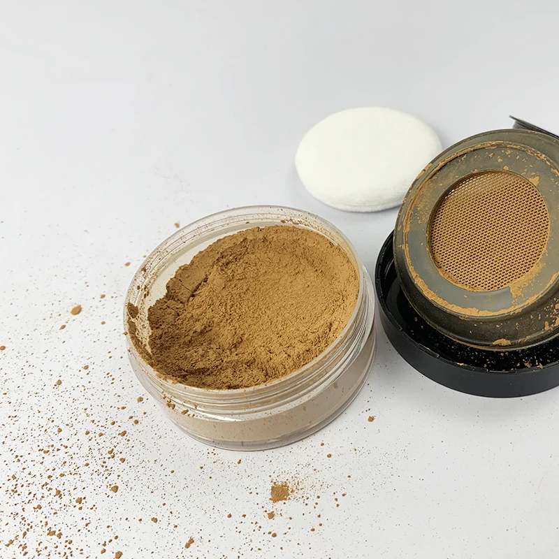 

Private label dust pigment banana loose highlighter makeup set powder dark with puff