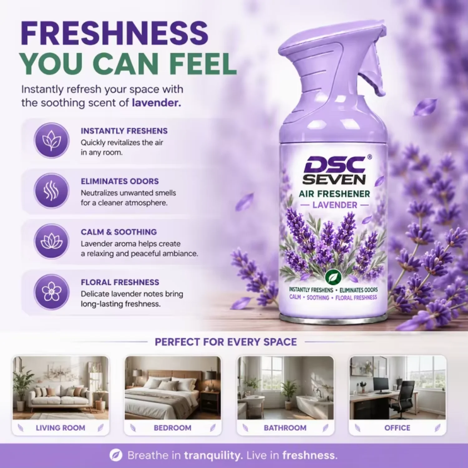 Odor Eliminator Eco-Friendly Long-lasting Aerosol Spray Air Freshener Instantly Freshens Room Lily Lavender Lemon Linen Cherry