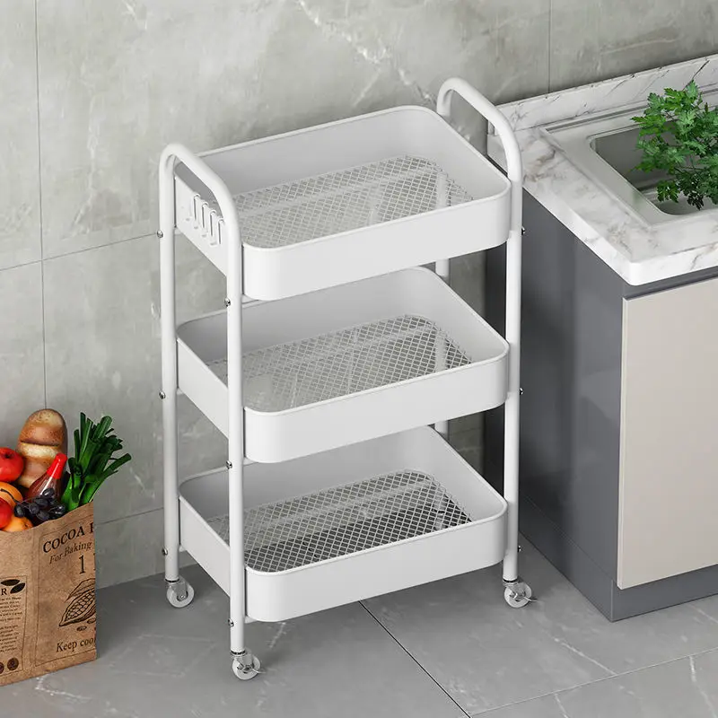

3 Tiers Movable Metal Rolling kitchen Trolley Serving Storage Trolley Cart