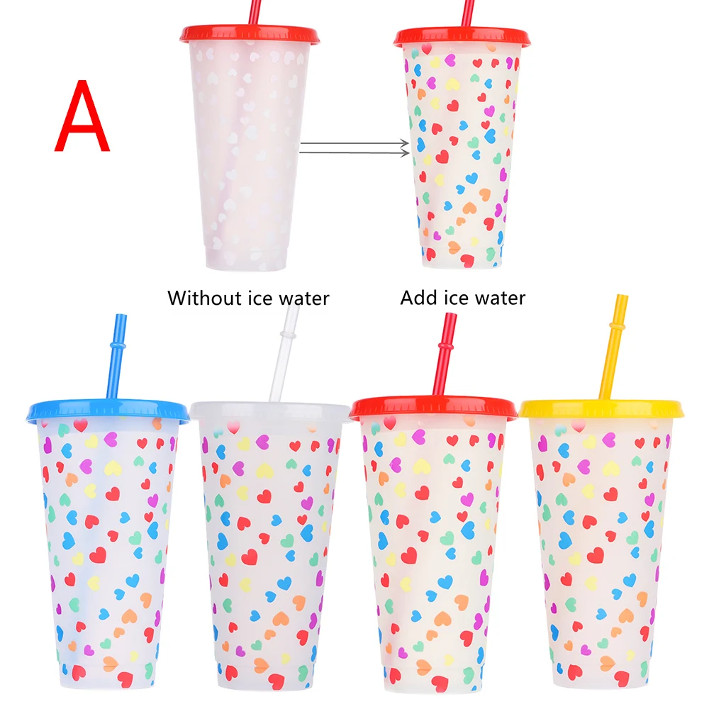 

Color Changing Straw Clear Drinking Custom Single Wall PP Cup Coffee Plastic Mugs With Lid