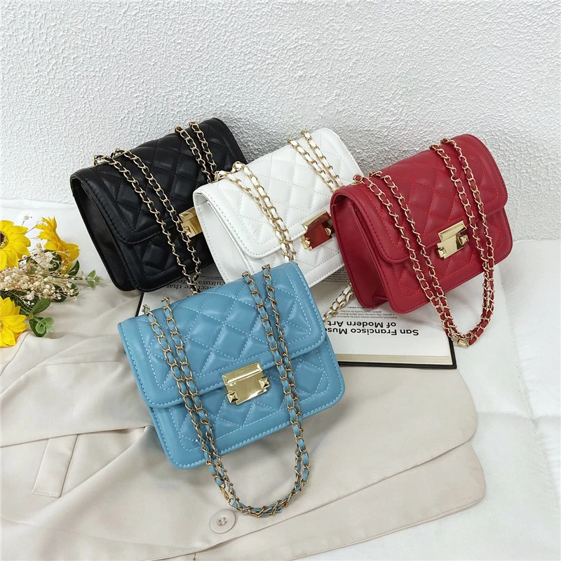 

Amazon new product fashion designer PU leather lady bag casual chain sling bags for women