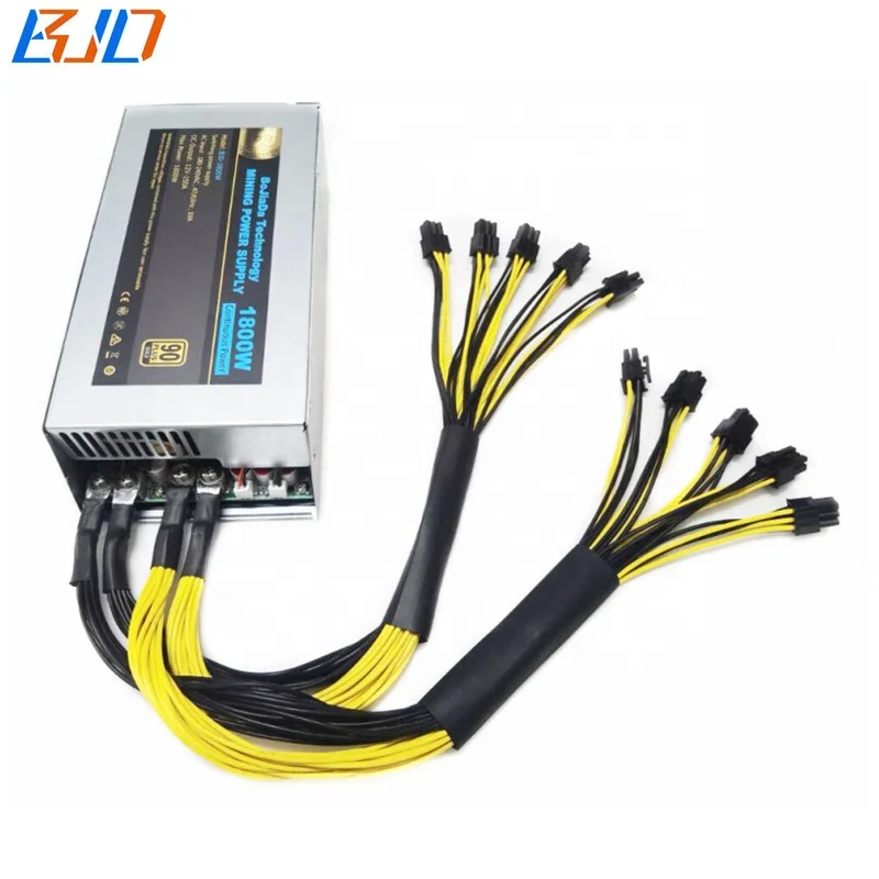 

1800W 220V PSU Antminer Mining Power Supply 10 * 6PIN Connector 2U For Bitmain Antminer S9 L3+ D3 T9 E9 852 E9i+