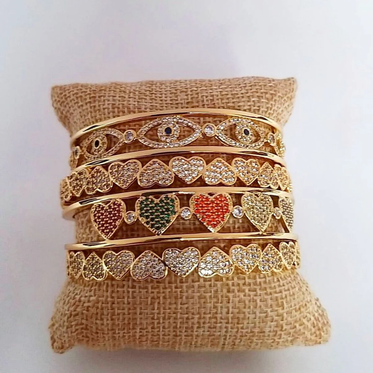 

fashion heart evileye heart open cuff bangle jewelry