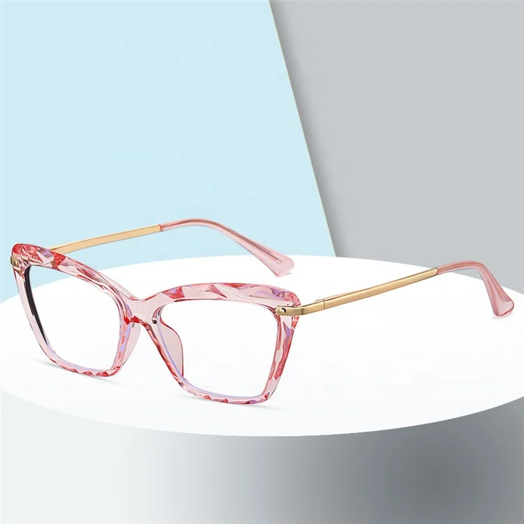 

Wholesale custom logo tr90 eyeglasses retro cat eye plain spectacles frame women crystal anti ray light optical glasses frame, Mix color or custom colors