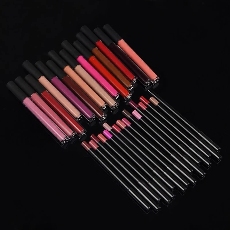 

2021 Top Selling New combination lip liner lip gloss 2 and 1 vegan waterproof lip liner pencil set lipgloss lipliner