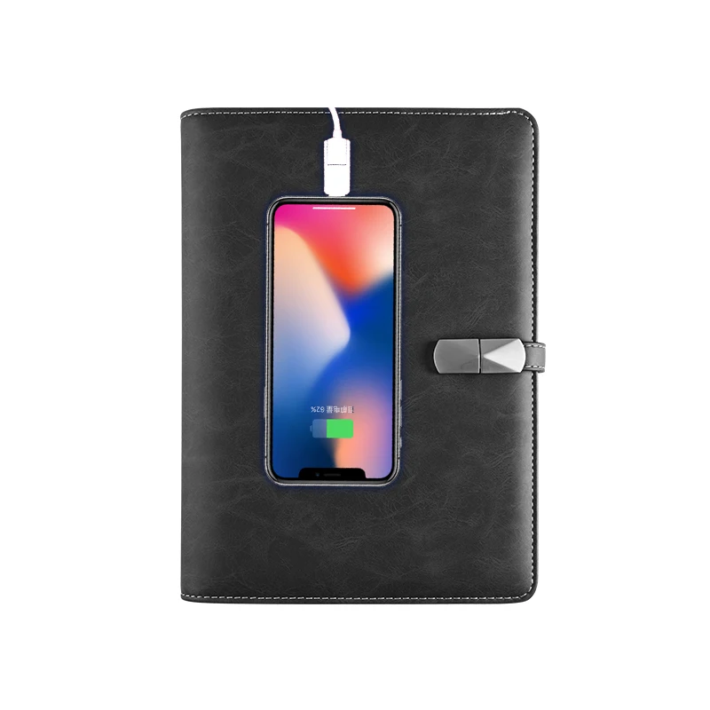 

antique design crazy horse leather PU notebook journal power bank
