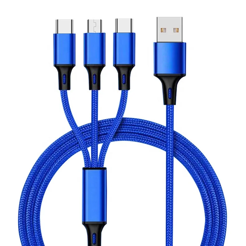 

Fast Cable Braided 3 in 1 USB Charging Cable Mobile Phone Charger Cable