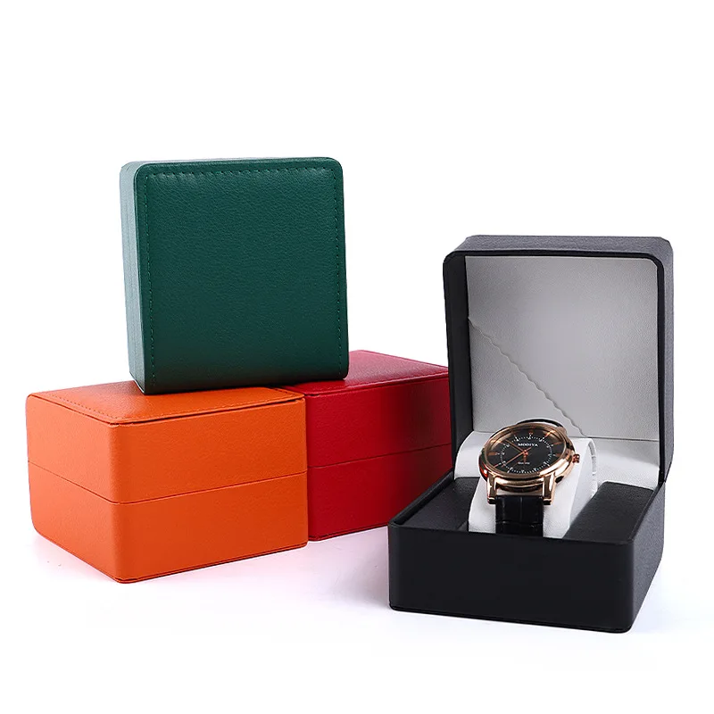 custom logo PU leather waterproof rounded-rectangular watch gifts boxes caja de reloj