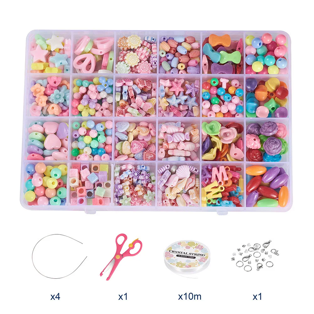 

Children's Educational Toys Mixed Acrylic Beads Bracelet Necklace For DIY Jewelry Making Accessories
