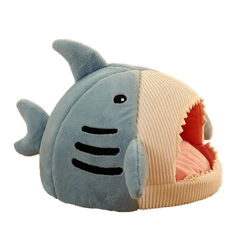 

Shark styling Cat nest winter Keep warm Enclosed Four seasons Cat bed Room villa Kitten kennel Pet supplies factory wholesale, 2 colours