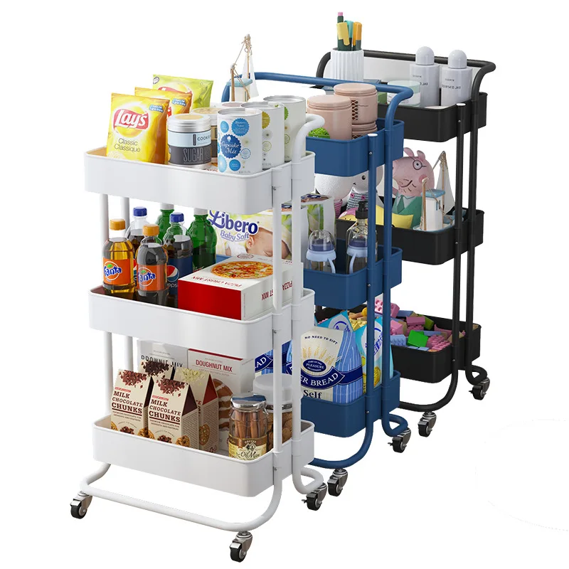 

3 Tiers Metal Rolling Storage Serving Shelf Organizer Rack Utility Cart Carts Trolleys