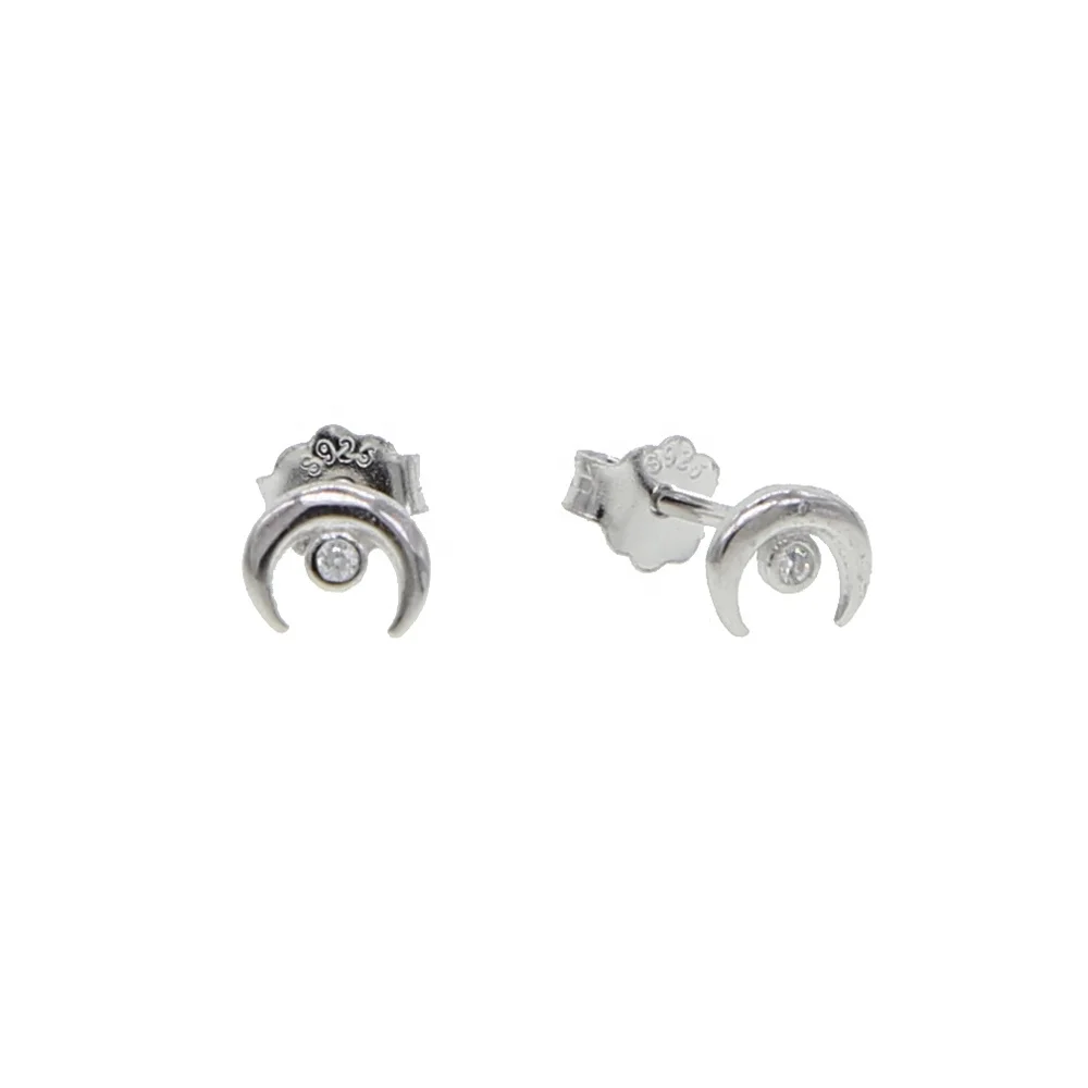

Cute 925 Sterling Silver Yellow Moon gold silver Stud Earrings For Women Children Girls Kids Jewelry Gift brinco pequeno Aros