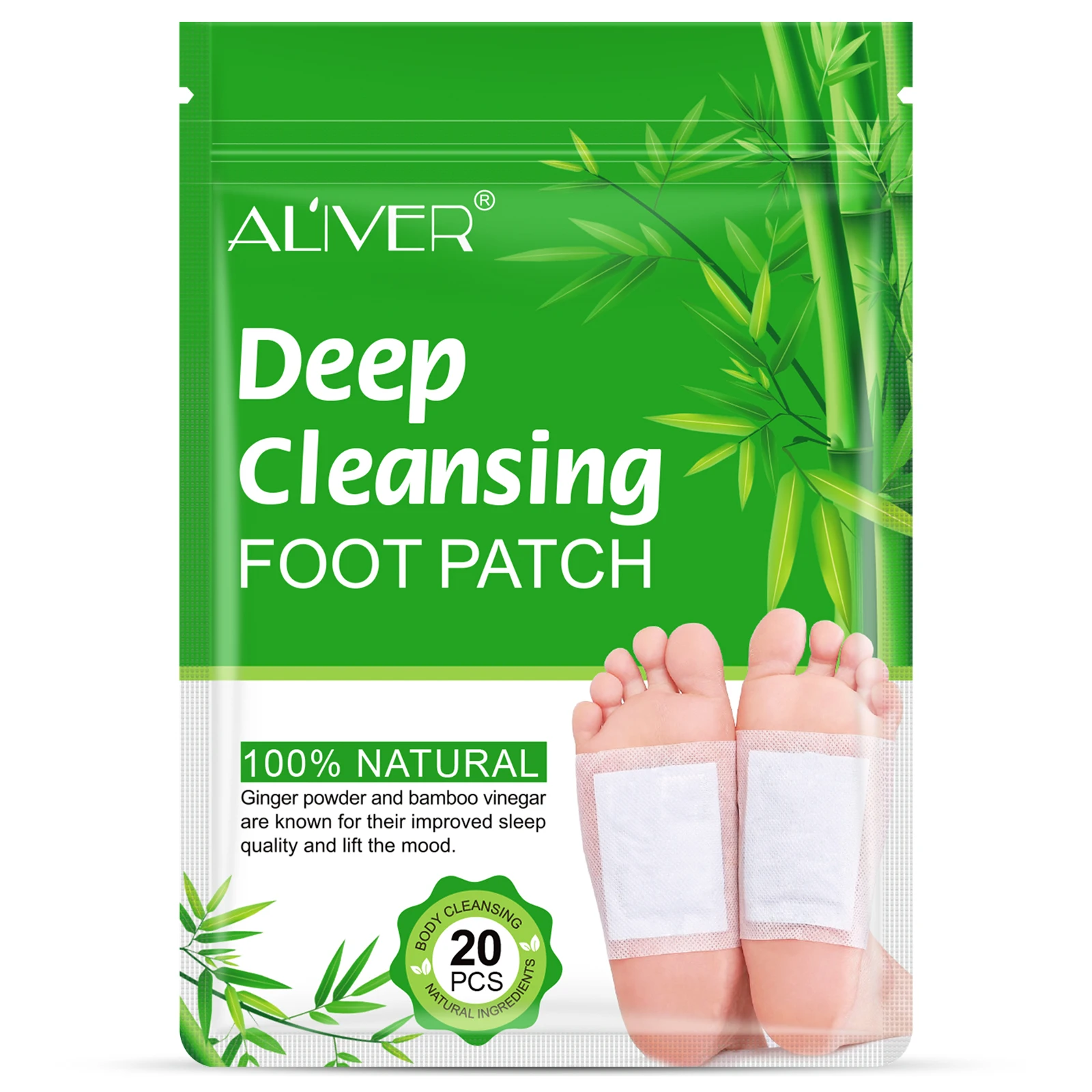 

Aliver Green Foot Patch Detox Foot Pad Bamboo Charcoal Detox Foot Patch