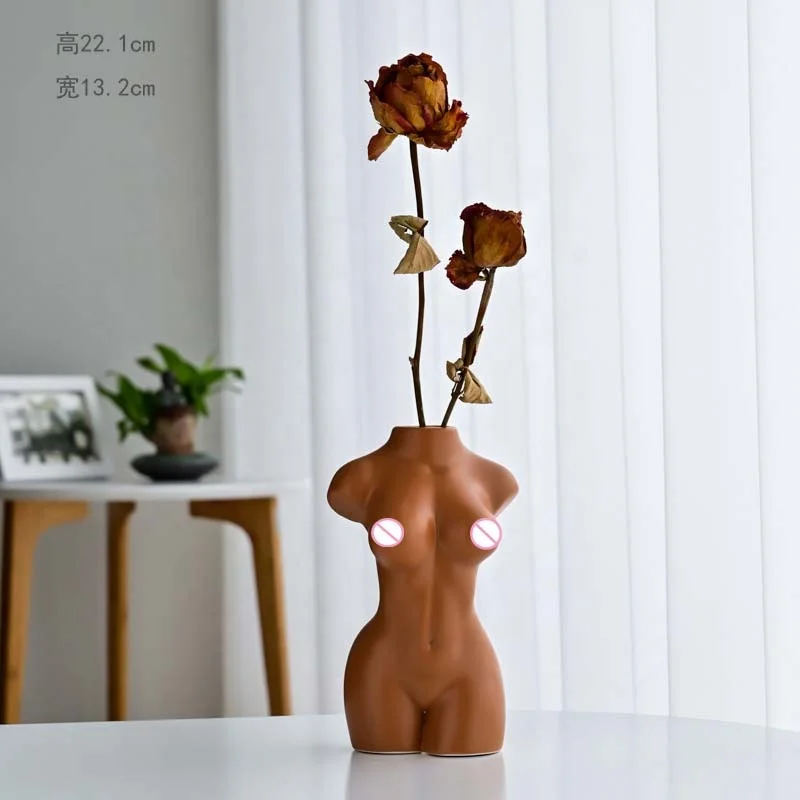 

Decoration living room character modern artwork body shape ceramic flower vase, As picture