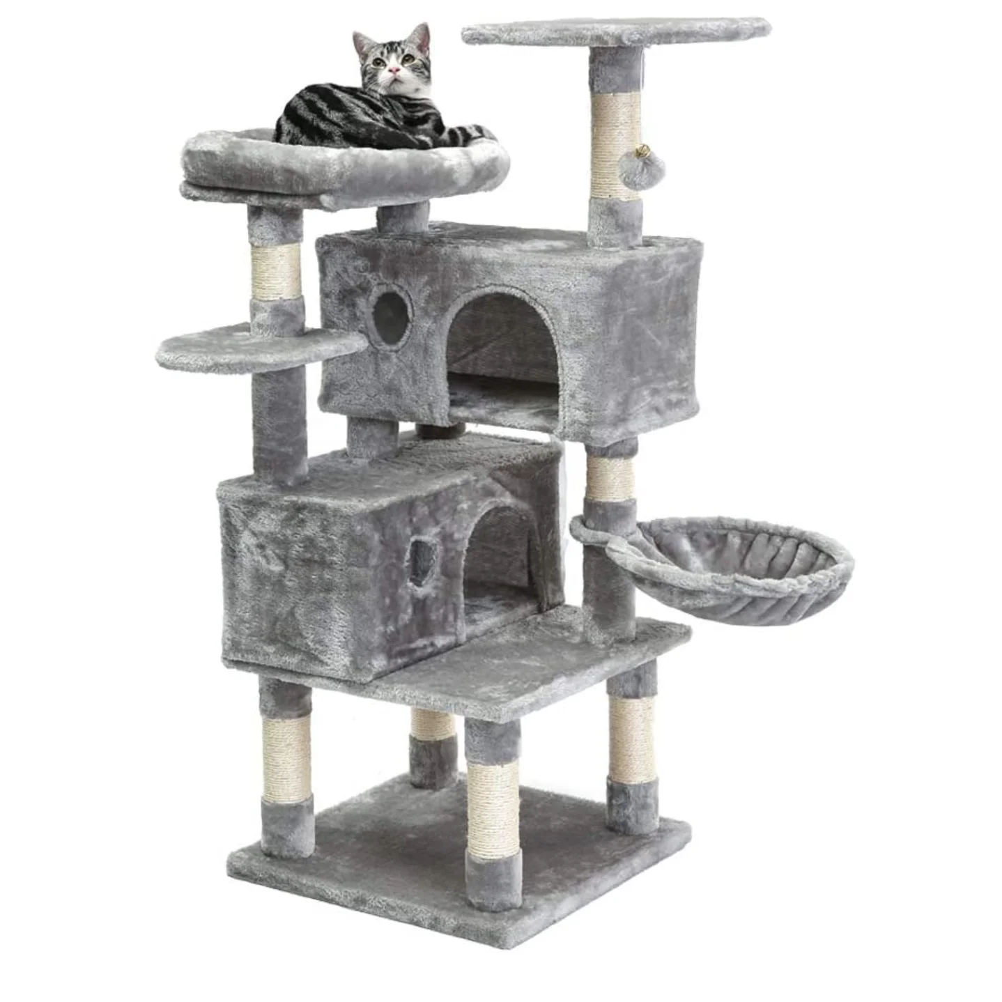 

Pet Furniture Hemp Rope Scratching Post Condo Tree Fun Sisal Wood Cat Tower, Beige,grey,brown or customized
