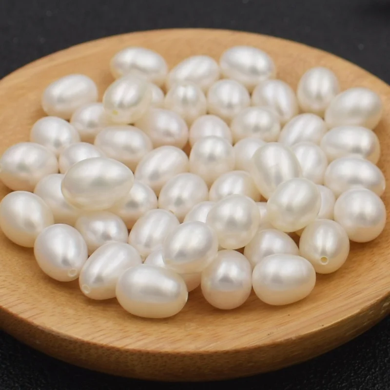 

Natural Freshwater Cultured Pearls Beads Rice Shape Pink White Color Loose Pear 8x14mm 3A High Quality Drop Pearls Beads
