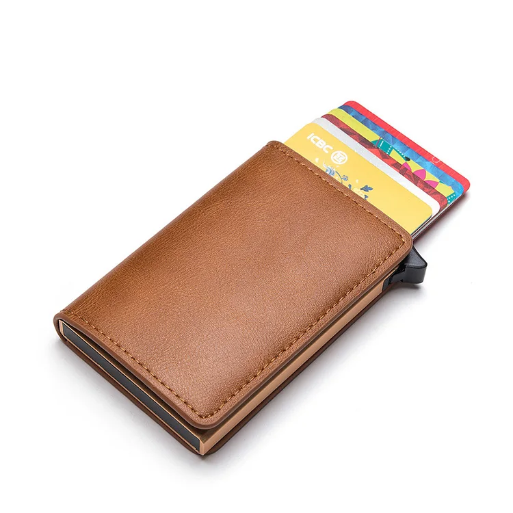 

Wholesale fashion minimalist leather credit card holder rfid metal card holders, Various colors available